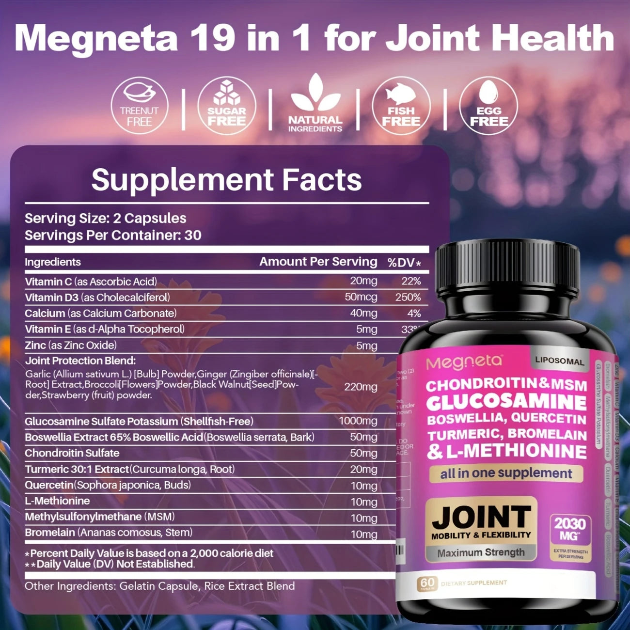 Joint & Mobility Support Capsules- Chondroitin, MSM, Boswellia & Turmeric Capsules