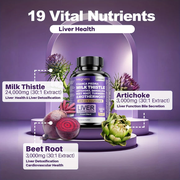 Liver Cleanse & Detox Capsules | Milk Thistle, Chanca Piedra, Artichoke & More 60 Capsules | Herbal & Nutrient Liver Support