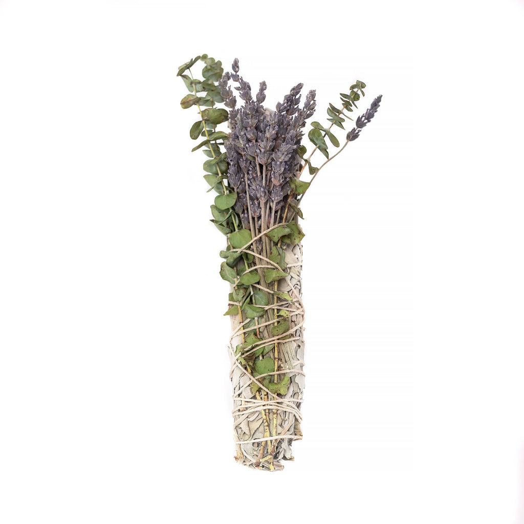 Lavender and Eucalyptus Wrapped 8" Sage Bundle