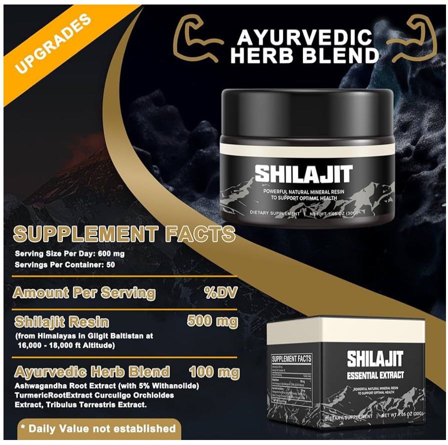 Shilijit with Ashwagandha, Turmeric, Tribulus, Curculigo