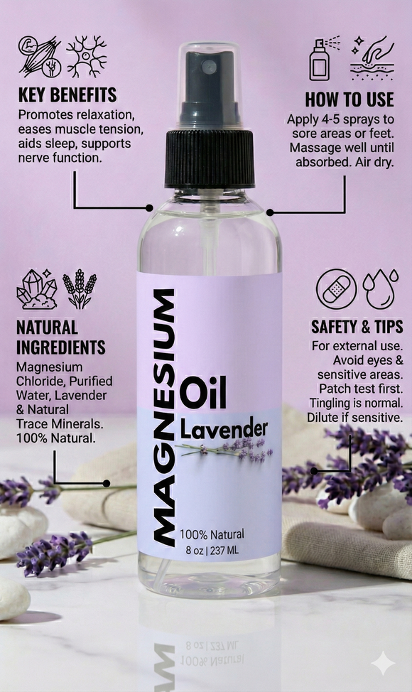 Magnesium Oil Spray – Calm, Muscle Relief & Better Sleep (8 oz)