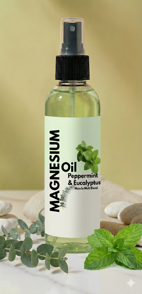Peppermint & Eucalyptus Magnesium Oil – Muscle Melt Blend (8 oz)