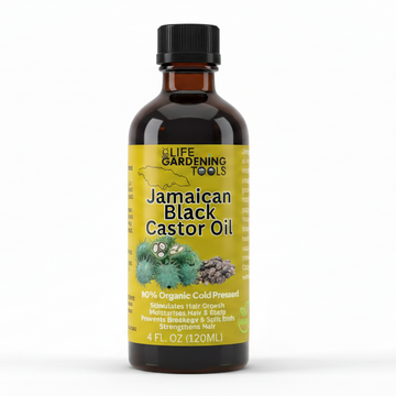 Bottle of Jamaican Black Castor Oil on a white background