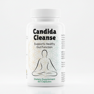 Candida Cleanse supplement bottle on a white background