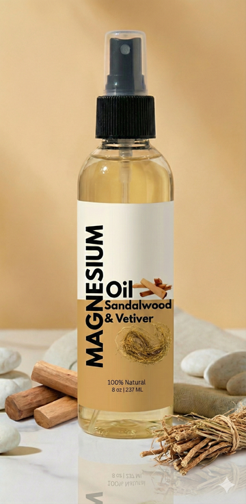Vetiver & Sandalwood Magnesium Oil – Calm, Grounding & Muscle Relief (8 oz)