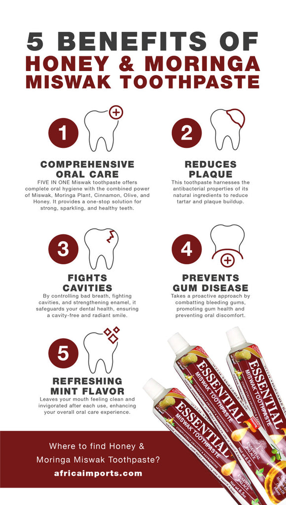 Miswak & Honey Herbal Toothpaste – Moringa, Cinnamon, and Olive Oil Blend (6.5 oz)