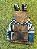 Mud Cloth Book Bag with Leather Accent Africa Symbol Handmade-3