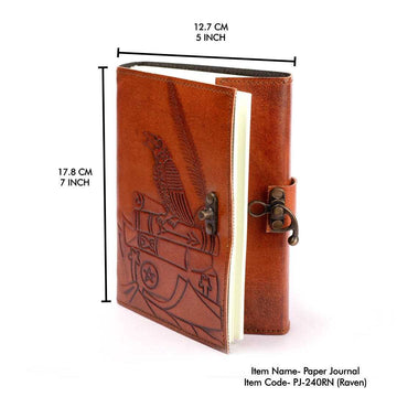 Crow / Raven Handmade Paper Leather Journal  approx 240 pages - 0