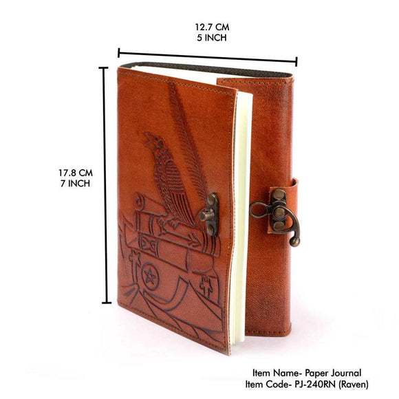 Crow / Raven Handmade Paper Leather Journal  approx 240 pages