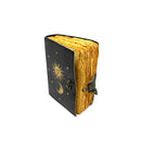 Sun, Moon, and Stars Leather Journal - Handmade with Deckle Edge Paper-3