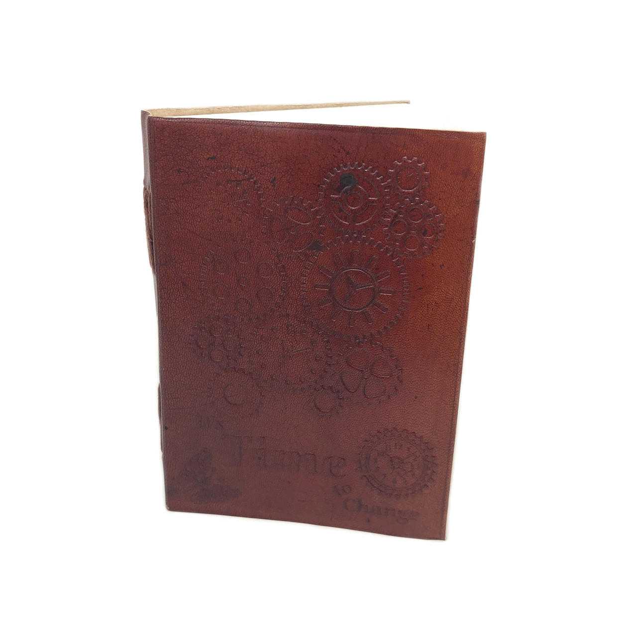 Time to Change Handmade Paper Leather Journal  approx 240 pages Artisan Steampunk