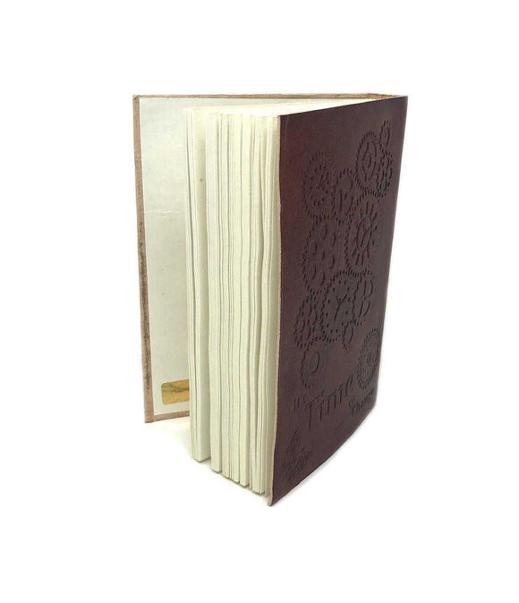 Time to Change Handmade Paper Leather Journal  approx 240 pages Artisan Steampunk