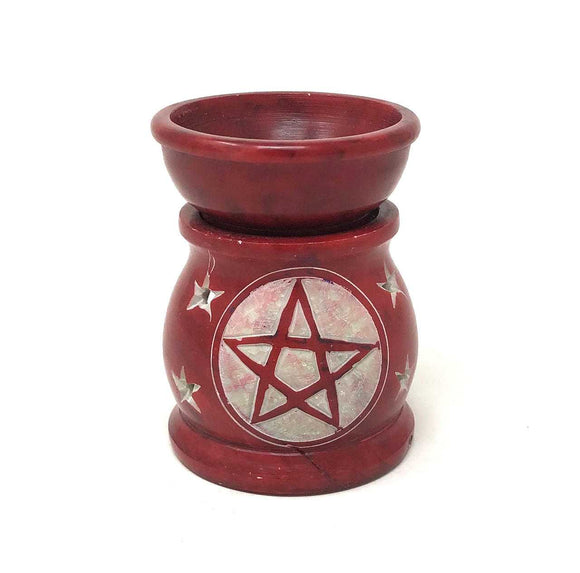 Handcarved Red Pentacle Aroma Lamp: A Symbol of Grounding and Power