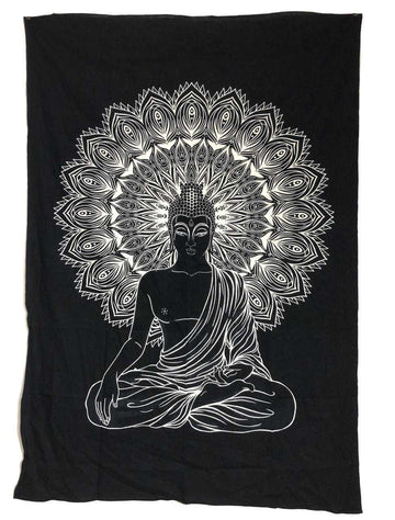 Tapestry Buddha Black & White (135 x 220 cm)