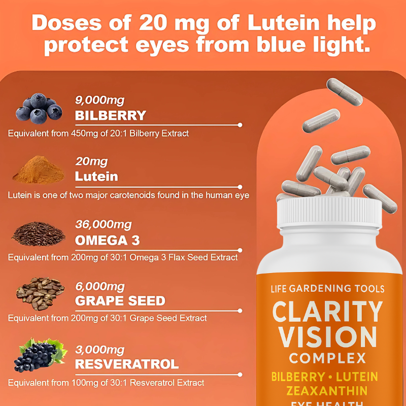 Bilberry + Lutein Eye Support Formula Capsules - Life Gardening Tools LLC