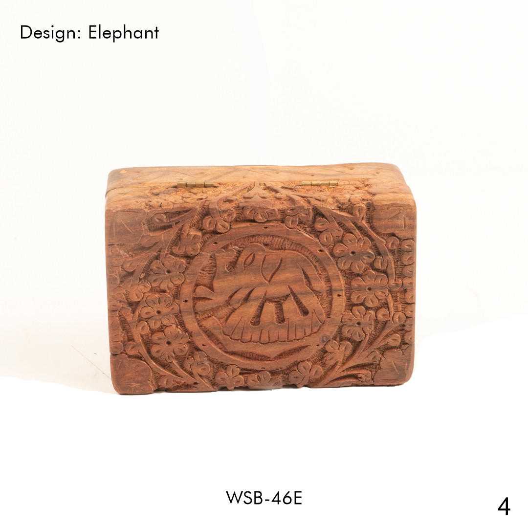 Hand-craved Elephant Wooden Box: A Symbol of Wisdom and Strength
