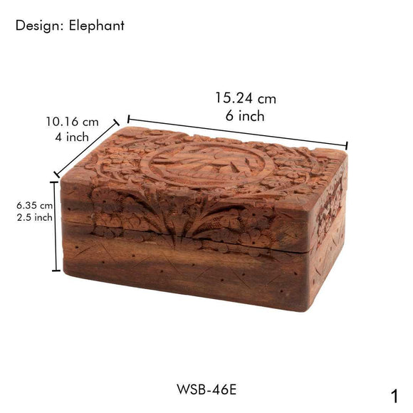 Hand-craved Elephant Wooden Box: A Symbol of Wisdom and Strength