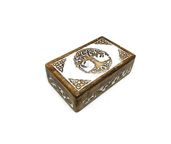 Handcarved White Tree of Life Box: A Symbol of Purity and New Beginnings