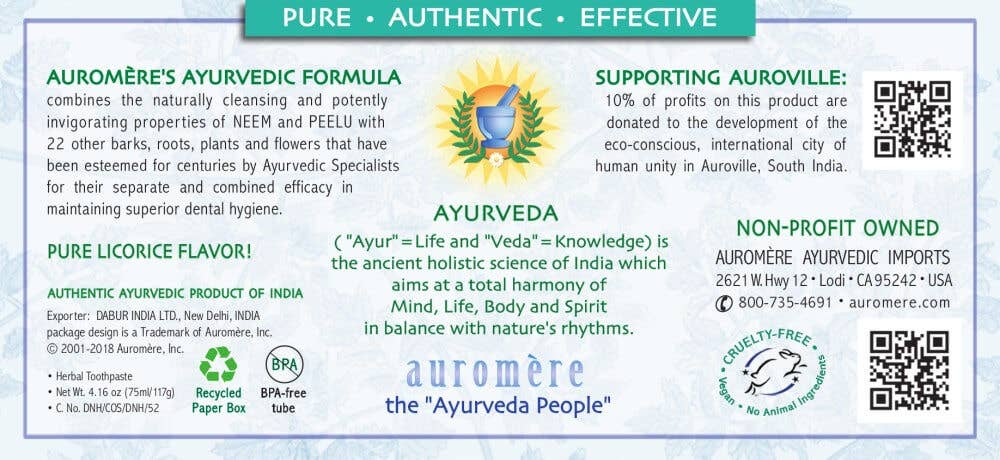 Mint-Free Ayurvedic Toothpaste: 4.16 Oz Tube