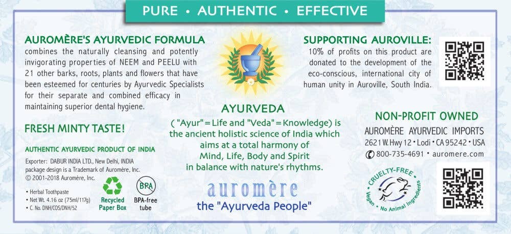 Fresh Mint Ayurvedic Toothpaste: 4.16 Oz Tube