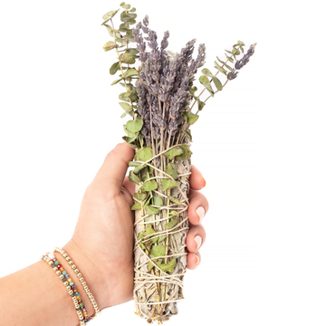Lavender and Eucalyptus Wrapped 8" Sage Bundle - 0
