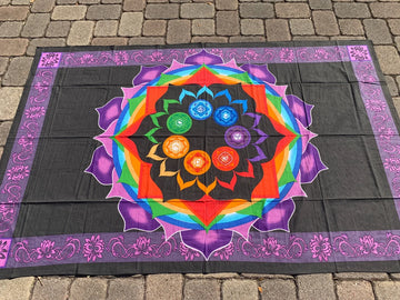 7 Chakra Lotus  Cotton Tapestry - 0