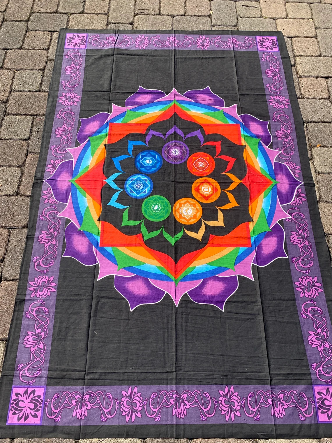 7 Chakra Lotus  Cotton Tapestry