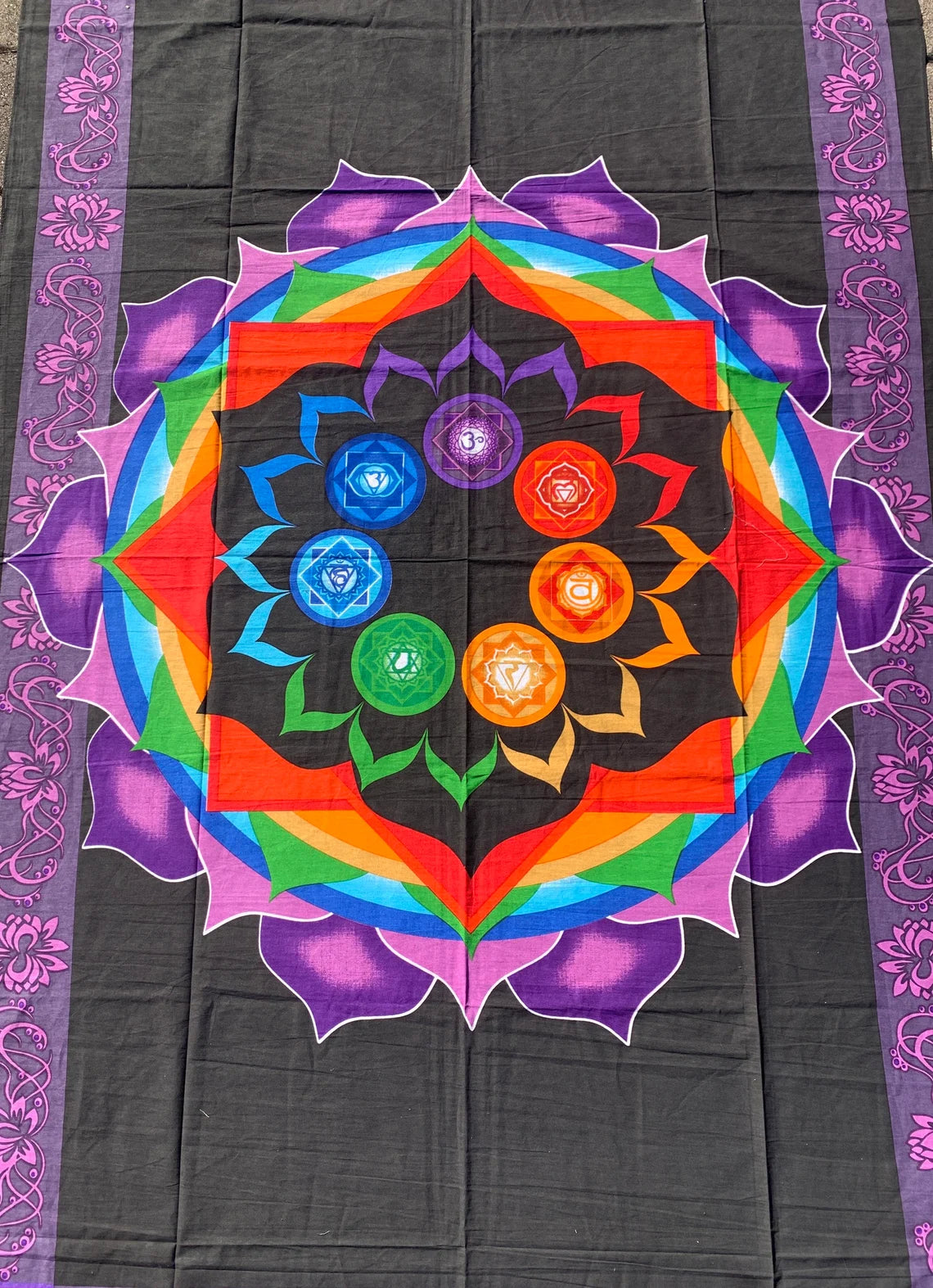 7 Chakra Lotus  Cotton Tapestry