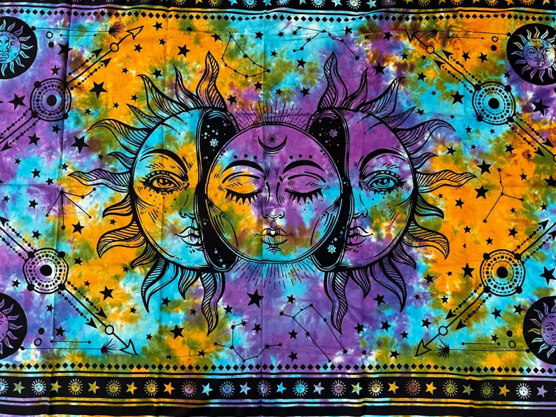 Tie Dye Sun Moon Tapestry
