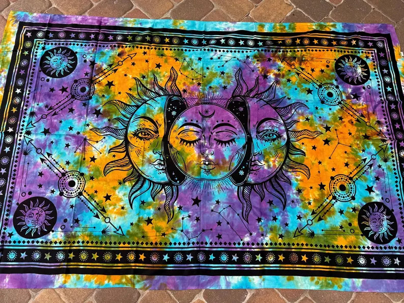 Tie Dye Sun Moon Tapestry