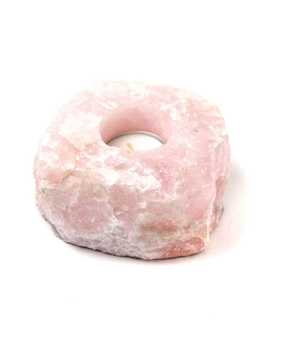 Rough Rose Quartz Candleholder - Life Gardening Tools LLC