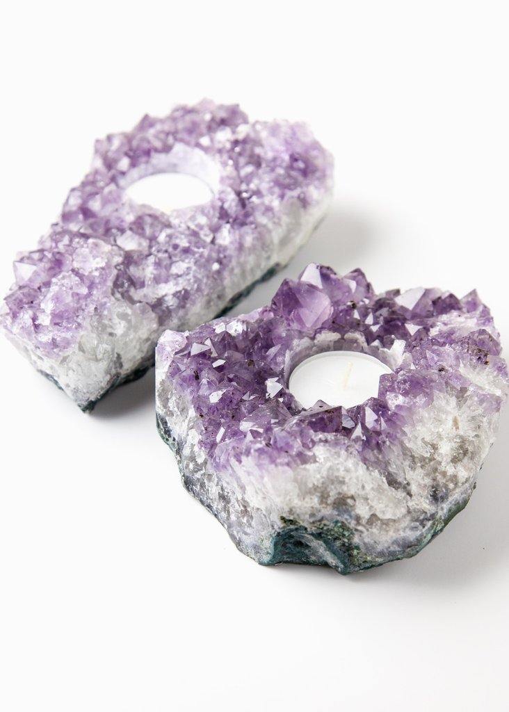 Amethyst Cluster Candle Holder - Life Gardening Tools LLC
