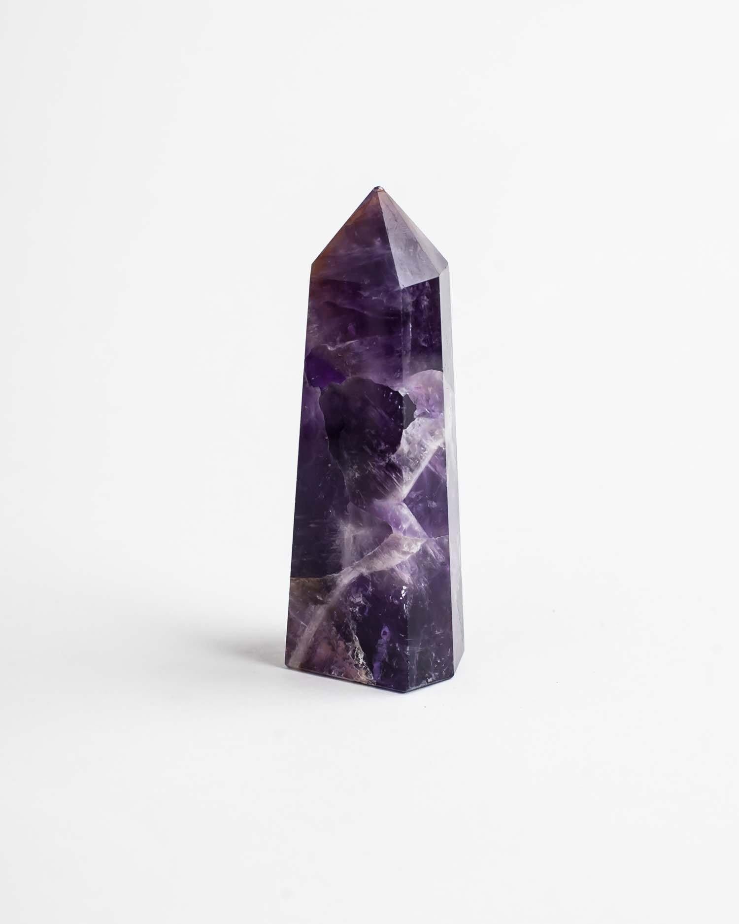 2" Amethyst Chevron Pointed Crystals Towers | Heals & Protect Crown Chakra | Spiritual Strength and Intuition - Life Gardening Tools LLC