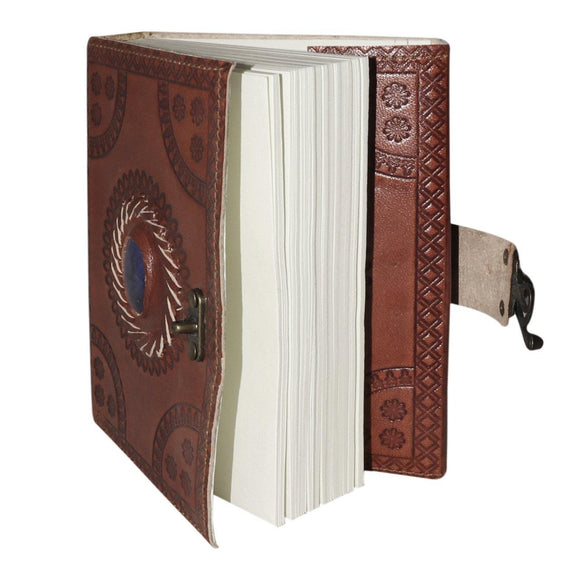 Leather Journal with Semi-precious Stone & Buckle Closure Leather Diary Gift for Him Her - Life Gardening Tools LLC