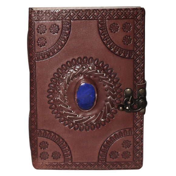 Leather Journal with Semi-precious Stone & Buckle Closure Leather Diary Gift for Him Her - Life Gardening Tools LLC