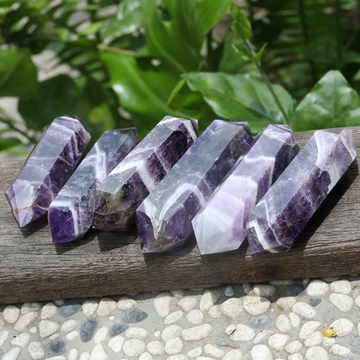 Double Terminated Chevron Amethyst Crystal - Dream Amethyst, Amethyst, Crystals, Reiki, Chakra - Life Gardening Tools LLC