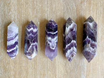 Double Terminated Chevron Amethyst Crystal - Dream Amethyst, Amethyst, Crystals, Reiki, Chakra - Life Gardening Tools LLC