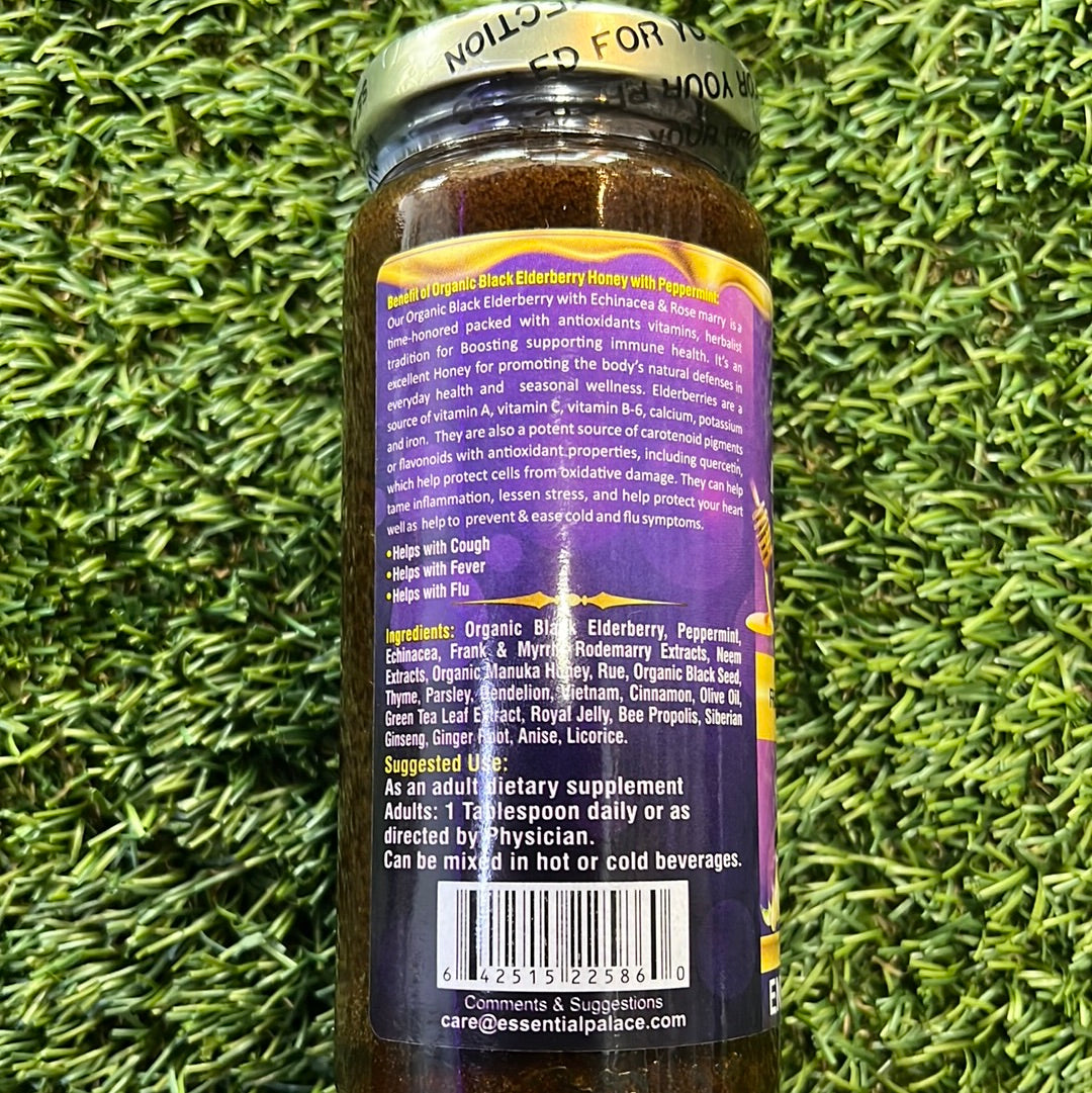 Black Elderberry Honey with Peppermint Extract | Organic - 0