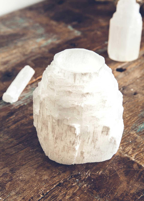 Selenite Tower Candle Holder - Life Gardening Tools LLC